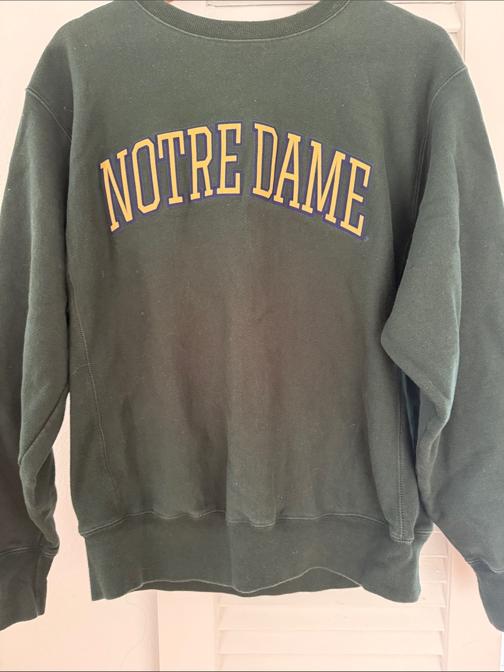 Champion Notre Dame Forest Green Crewneck with Gold & Navy Arch Logo